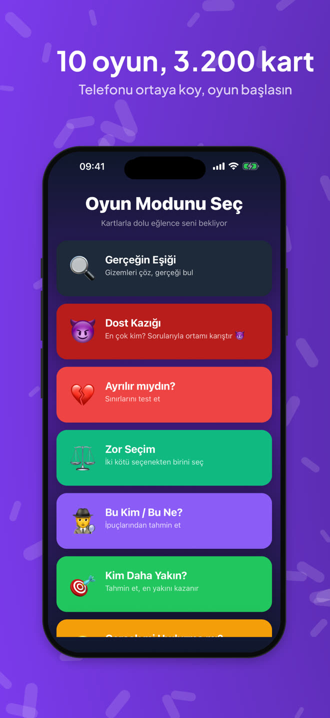 10 oyun, 3.200 kart: oyun seçme ekranı