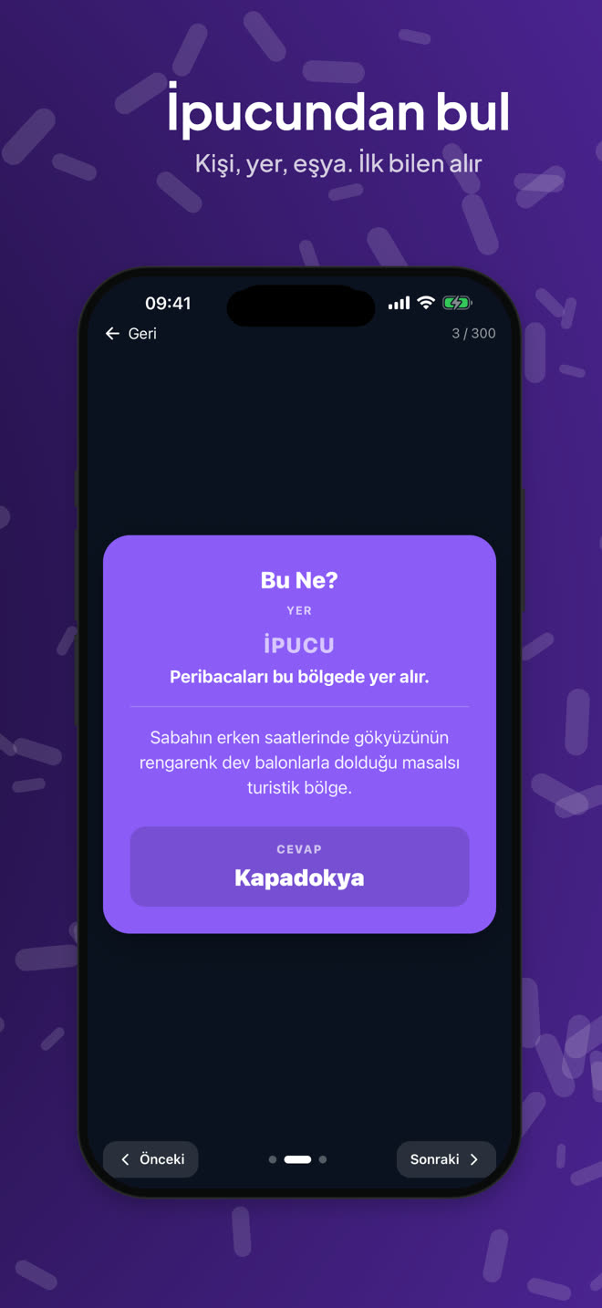 Bu Kim / Bu Ne: ipuçlu tahmin kartı